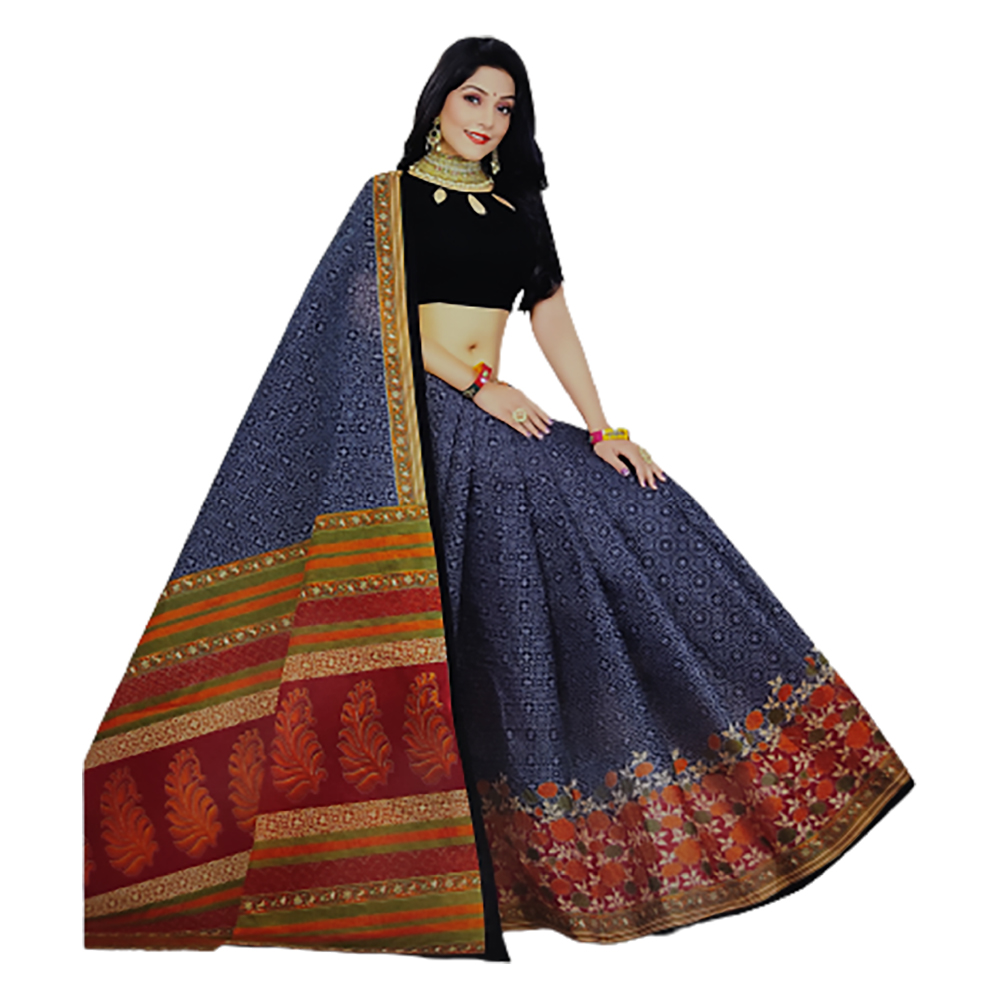 Buy karishma sarees Printed Banarasi Pure Cotton Black Sarees Online @ Best  Price In India | Flipkart.com