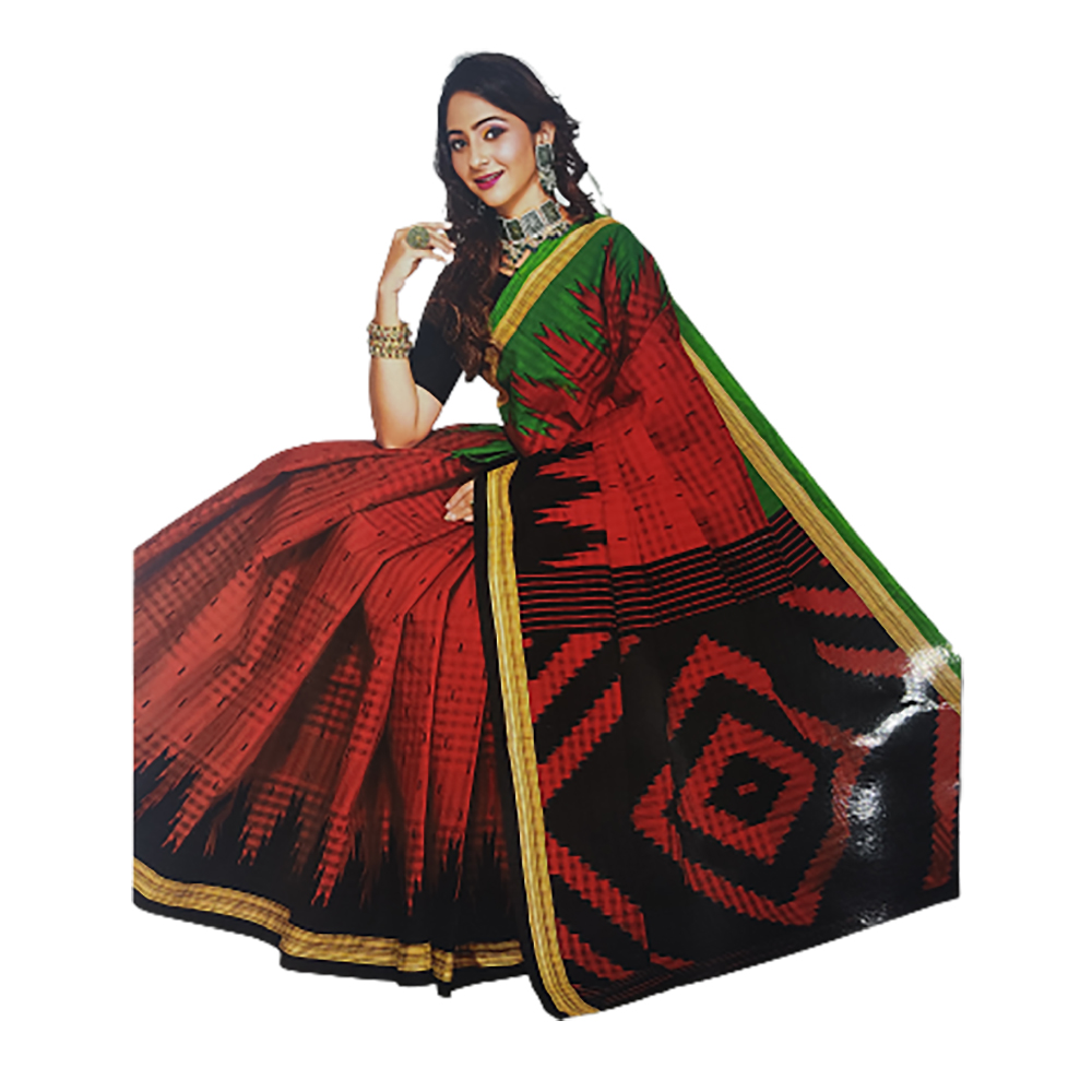 Multi Color Karishma Cotton Saree with Printed Three Layers Design